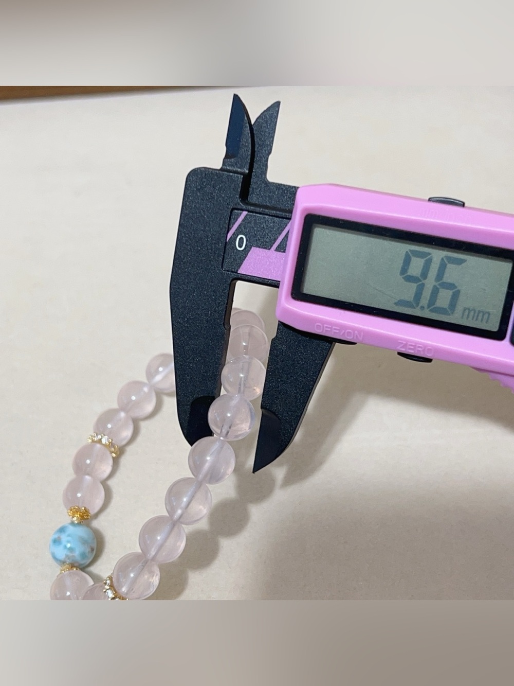 Handmade Natural Larimar & Star Rose Quartz Bracelet | 9.5mm - Picture 11 of 11